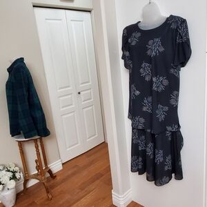 Vintage David Bradley 2 pc Floral Print Skirt Top set Large